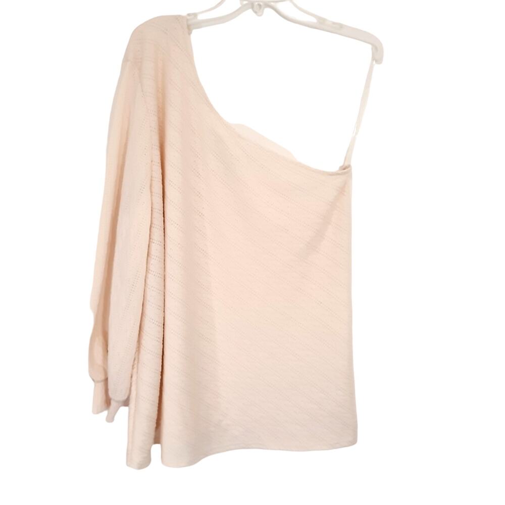 NWT Perfectly Priscilla One Shoulder Knit Feeling Frisky Top Ivory Cream Sz 3XL
